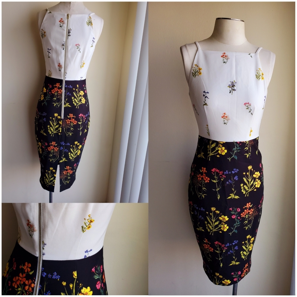 H & M halter style floral fitted dress